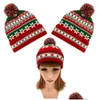 Gorro / Gorros de calavera Invierno Hombres Mujeres Gorro cálido Verde y rojo Copo de nieve Parejas Sombrero acanalado Grueso de punto Regalo de Navidad Entrega de gota DHBTB