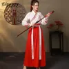 Chiński Dr Ancient Hanfu Kimo Black White Red Hanfu haft haft sztuki walki chiński styl taniec cosplay kostium Z7W9#