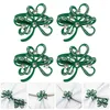 Nappe de table 4 pièces, boucles de serviette en forme de trèfle de St Patrick, porte-anneau fantaisie pour les vacances irlandaises