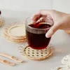 Theebladen geweven schotelmat Mat Drink Cup Coasters Pad niet-slip pothouder Rattan eettafel placemat
