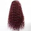 Nxy Vhair Wigs Rongduoyi Wine Red Long Deep Curl Synthetic Wig Burgundy Heat Resistant Natural Hair Wave Cosplay Women Lace Frontal 240330