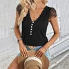 Kvinnors blusar Kvinnor Black Lace Top Soft Stylish V-Neck Topps Casual Summer Streetwear Dressy Outfits For Trendy Fashionistas
