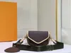 Designer di lusso New Wave Multi Crossbody Pochette in pelle M56461 Borsa a tracolla viola in tela marrone con cinturino