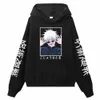 anime jujutsu kaisen print z kapturem unisex manga satoru gojo lg rękaw jesienne zimowe polarowe ubrania ciepłe ubrania plus size z kapturem W6iz#