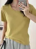 Women's T Shirts Summer Women Short Sleeved T-shirt Korean Style Fashion Loose Droplet U-neck Office Elastic Knitted Sleeves