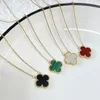 designer necklace many colors classic simple five eaf flower pendant necklace natural stones clover Choker Chain for women party daily wear jewelry sailormoon