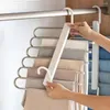 Cabides guarda-roupa organização ferramenta armário espaço saver aço inoxidável dobrável calças rack com capacidade design antiderrapante para organizar