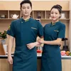 hotel Chef Uniform Short-Sleeved Dining Restaurant Baking Western Canteen Staff Work Clothes Summer after Kitchen Clothes Men h6QE#
