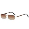 Solglasögon träramlösa solglasögon för kvinnor Retro Rektangulära trärolglasögon UV400 Körglasögon Frameless Gradient Square Shadow J240330