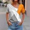 Vrouwen T-shirts Mode Korte Mouw Vrouwen Shirt 2024 Zomer Diagonale Kraag Knoppen Elegant Office Tops Femme Vrouw Top T-shirt t-shirts