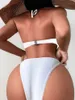 Women's Swimwear 2024 New sexy white bikini womens pearl swimsuit black push up swimsuit womens solid strapless bra cup bikini set J240330