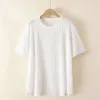new 2022 Summer Plus Size Tops For Women Large Size Short Sleeve Loose Elastic Black White Khaki Fold T-Shirt 3XL 4XL 5XL 6XL J1XV#