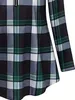 Plus Size Casual Shirt, Damen Plus Plaid Print Lg Sleeve Round Neck Zipper Shirt U1HC#