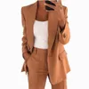 Costume veste femmes Blazer deux pièces ensemble tissu solide bureau dame vêtements manches longues pardessus automne hiver tempérament tenue 240329