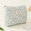 Sacs à cosmétiques 3 pièces sac de toilette esthétique imprimé femmes pochette matelassée grande capacité fermeture à glissière filles coton sac de rangement ensemble