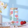 Window Stickers UVDTF Transfer Sticker Flower Theme för 16oz Libbey Glasse Wraps Cup Can DIY Waterproof Easy to Assual Deckals D7567