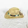 Szerokie brzeg kapelusze wiadra kowbojska kapelusz naturalny ręcznie robiony letni plaż