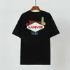 Langfan Lanvin Letter Printing Mens and Women Miłośnicy luźnych okrągłych szyi krótki rękaw Wszechstronna marka mody T-shirt