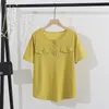 Ny 2022 Ladies Summer Plus Size Tops för kvinnor stor storlek Kort ärm Loose Cott Butt Yellow White T-shirt 3xl 4xl 5xl 6xl R4RG#