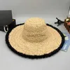 Ampla borda chapéus balde verão palha franjada para multicolor natural ráfia ao ar livre praia feriado sol chapéu casual cor sólida panamá h240330