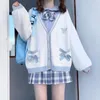 Японские девушки Лоли с v-образным вырезом JK униформа милый сладкий свитер куртки кардиган женщины студенческая школа колледж стиль костюмы для косплея x5p0 #