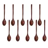 Scoops de café AT35 cuillères en bois 10 pièces soupe pour mélanger en remuant à manche à manche Ustensiles cuillères cuillères à café