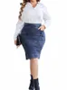 Lih HUA Femmes Plus Size Denim Jupe Chic Jupe élégante pour les femmes potelées Automne Cott Jupe tricotée M8ur #