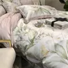 Set di biancheria da letto 2024 Modello di pianta in cotone a fibra lunga Quattro pezzi per la casa Must Four Seasons Universal Luxury Bianco Rosa