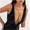 Chokers Y Kreuz BH Dessous Körperkette Halskette für Frauen Sommer Bikini Quaste Pailletten Brust Taille Bauch Schmuck Zubehör Dhgarden Dhhqv