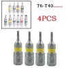 4pcs T6-T40 Bit de tournevis à 1/4 pouce Bit de pilote à vis magnétique en alliage Hex Allaire pour outil à main du tournevis électrique / Hand