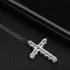 Kettingen Knobspin Volledige Moissanite Cross Pendant Necklace Origineel 925 Sterling Sliver Chain Geplated 18K Wit goud Fijne ketting voor vrouwen