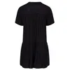 plus Size Summer Elegant Lgline Smock Shirt Women Short Sleeve Black Casual Tiered Blouse Large Size Loose Black Shirt 6XL 7XL u869#
