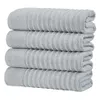 Great Bay Home Light Gray Set, 4-piece Quick Drying Ribbed Bath Towel Set. Zero Twist, Combed 100% Cotton, Super Soft, Bathroom Towels (set of 4, Light