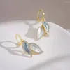 Dangle Earrings Korean Fashion Jewelry Crystal Leaf Statement For Women Brincos Pendientes Stud Wholesale