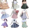 korean School Girls Uniform Pleated Skirts Japanese School Uniform High Waist A-Line Plaid Skirt Sexy JK Uniforms Woman Full set f10d#