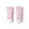 Storage Bottles 50pcs 80g Cosmetic Squeeze Tube Screw Lid Skincare Sunscreen Facial Cleanser Cream Frost Pink Flat Plastic Empty Bottle 80ml