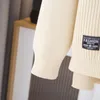 Simple étiquetage Hem Slit Knit Sweater Femmes Plus Taille Automne Hiver Casual Vêtements LG Manches Jumpers Courbe Pulls tricotés A5tN #