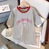 150kgプラスサイズの女性のバスト157サマールーズコットCtrastショートスリーブTシャツブルーグレー6xl 7xl 8xl 9xl 10xl 66kl＃