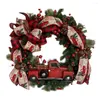 Flores decorativas 40cm caminhão vermelho guirlanda de natal outono para decorações da porta da frente fazenda outono colheita dia das bruxas ação de graças