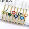 Bransolety 10pcs Lucky Heart Eye Ręcznie robione miedziane koraliki Bransoletka Regulowana turecka lampa Bransoletka dla kobiet dziewczęta biżuteria