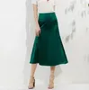 Rokken 2024 Zomer Dames Roze Groen Zijde Satijn Rok Vintage Koreaanse Mode Hoge Taille Midi Voor Vrouwen A-lijn Elegante jumper