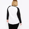 plus Size Black And White Elegant Fi T-shirt Lg Raglan Sleeve Cott Round Neck Spring Autumn Causal Top Blouse 6XL 7XL 68Ss#