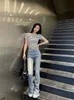 Purple Jeans Designer women Micro La design small fragrance gentle fried street print all match slim long legs washed denim cowboy Versatile patterns Loose fitting