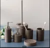 Sets Brown Wash Set Ceramic Bathroom 6 Piece Set Lotion Bottle Soap Dish Mouth Cup Toilet Brush Home Bathroom Accessories Toiletries