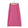 2023 Autumn Good Quality Clothes Women's Skirts Plus Size Design Casual Pink Slit Elastic High Waisted Calf Length Bottoms Curve 915n#