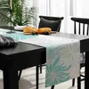 Table Runner Aqua Chrysanthemum Flowers Linen Wedding Party Decoration Floral Grey for Kitchen Dining Decor yq240330