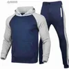 Autumn and Winter Boys Color Matching Hooded Plush Sweater Suit Fashion Leisure Sports