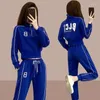 Running Sets Badypczd Frau Sportanzüge Stand Collar Casual Letter Hoodie Lose Weitbein Joggers Hosen Koreanische zweiteilige Frauen Outfits