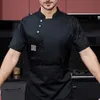 chef Top Short Sleeves Pocket Buckle Unisex Catering Work Clothes Plus Size Bakery Restaurant Chef Uniform Canteen Clothes F2vb#