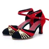 Kvinnor latinska dansskor för flickor tango ballroom sko hög klack mjuk satin dans 357 cm sandaler 240322